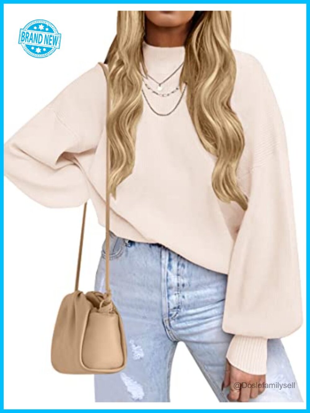 Turtleneck Long Sleeve Knit Oversized Sweater Pullover